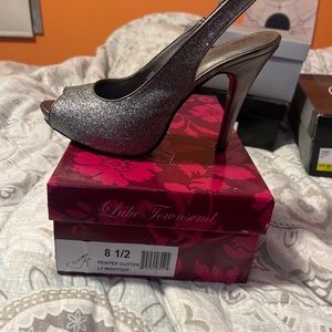Pewter peeptoe slingback